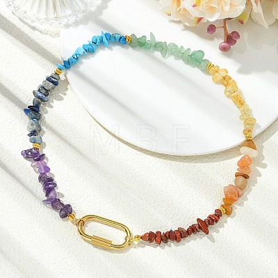 7 Chakra Natural with Synthetic Gemstone Necklaces NJEW-JN06640-1