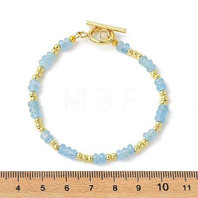 Dyed Natural White Jade & Brass Beaded Bracelets for Women BJEW-JB13678-1