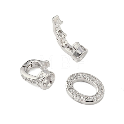 Anti-Tarnish 925 Sterling Silver Micro Pave Clear Cubic Zirconia Fold Over Clasps STER-P060-45P-1