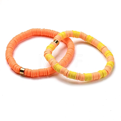 Handmade Polymer Clay Heishi Beads Stretch Bracelets Sets BJEW-JB05902-01-1