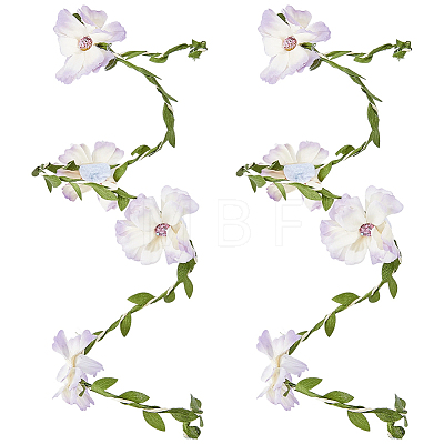 Flower Polyester with Iron wire Upper Arm Cuff Bangles for Women AJEW-GF0014-08C-1
