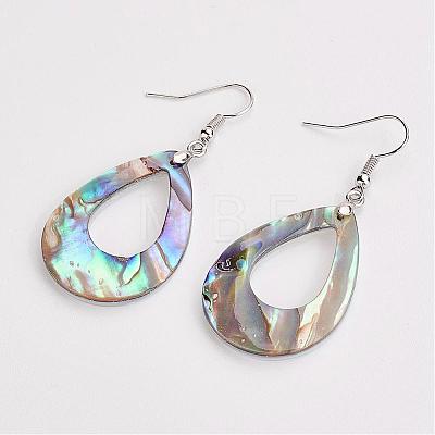 Natural Abalone Shell/Paua ShellDangle Earrings EJEW-E203-01-1