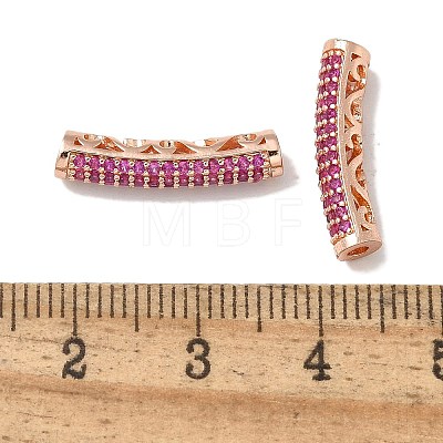 Brass Cubic Zirconia Curved Tube Beads KK-Q019-01B-1