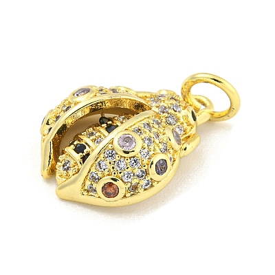 Ladybug Rack Plating Brass Micro Pave Cubic Zirconia Pendants KK-Z053-03G-1