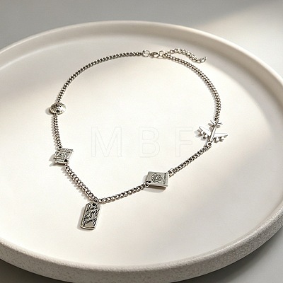 Vintage Alloy Iron Passport Airplane Multi Pendant Necklaces for Women WG98A05-01-1