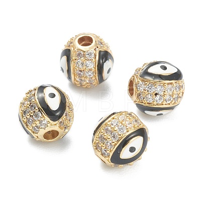 Brass Micro Pave Cubic Zirconia Beads ZIRC-A019-16G-A05-1