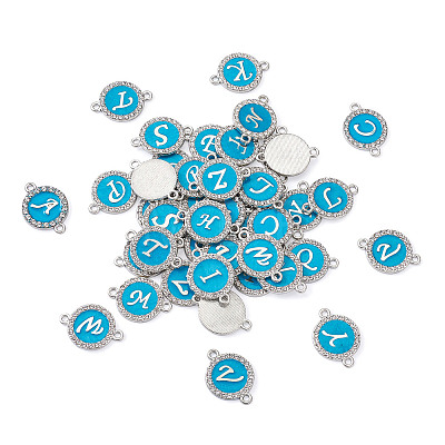 26 Letters Alloy Enamel Links Connectors ENAM-TA0002-19B-1
