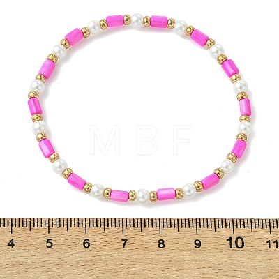 6Pcs Dyed Natural Freshwater Shell & Glass Pearl & Seed Beads Stretch Bracelets Set for Women BJEW-MZ00347-1