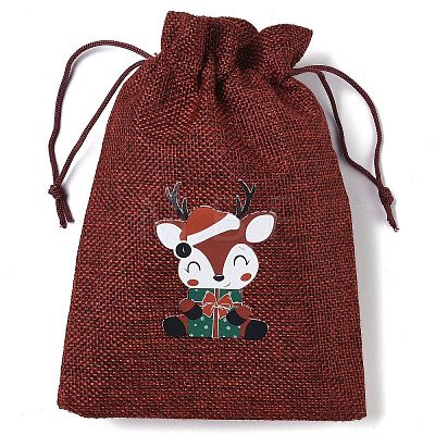 Christmas Theme Jute Cloth Storage Bags ABAG-F010-01B-06-1