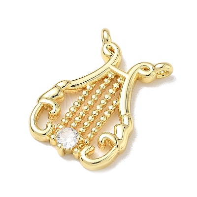 Brass Micro Pave Clear Cubic Zirconia Pendants KK-D289-01G-03-1