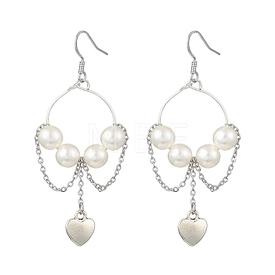 Brass Heart Dangle Earrings EJEW-JE06805-1