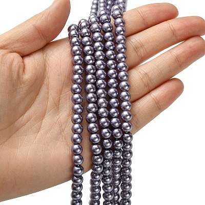 Eco-Friendly Dyed Glass Pearl Round Beads Strands HY-A002-6mm-RB116-1