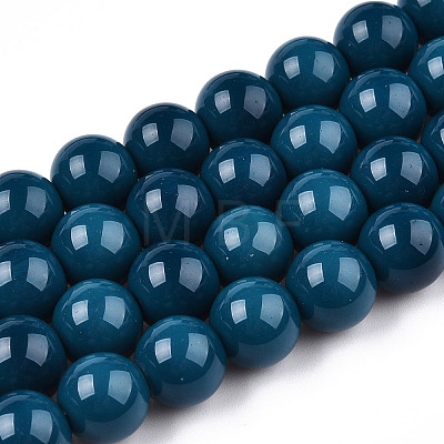 Opaque Solid Color Glass Beads Strands X-GLAA-T032-P8mm-14-1