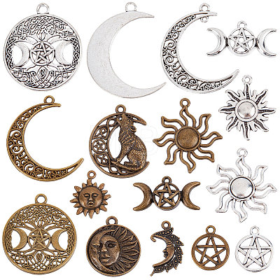 72Pcs 18 Style Tibetan Style Alloy Pendants TIBEP-SC0002-23-1