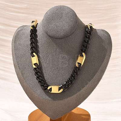 304 Stainless Steel Cuban Link Chain Necklaces for Women Men NJEW-A033-01B-EB-1