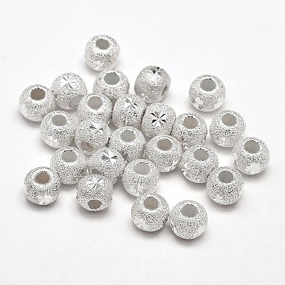 Fancy Cut Textured 925 Sterling Silver Round Beads STER-F012-04-1