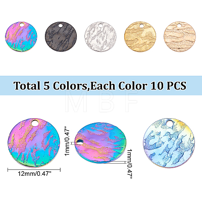   50Pcs 5 Colors 304 Stainless Steel Charms STAS-PH0003-46-1