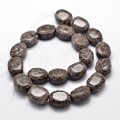 Faceted Oval Natural Snowflake Obsidian Bead Strands G-L294-14-1
