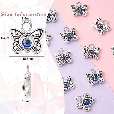 30Pcs Tibetan Style Alloy & Evil Eye Resin Pendants PALLOY-CJ0002-73-1