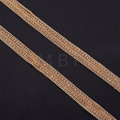 BENECREAT Iron Chain and Two Rows Rhinestone Cup Chain((Hot Melt Adhesive On The Back) CH-BC0001-02-1