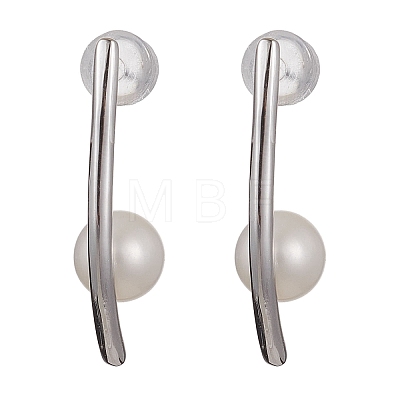 Natural Pearl Ear Studs EJEW-P286-15P-1