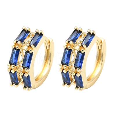 Rectangle Brass Micro Pave Cubic Zirconia Hoop Earrings EJEW-H178-03G-1