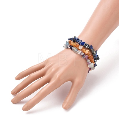 Chip Natural Gemstone Beaded Stretch Bracelets Sets BJEW-JB05700-1