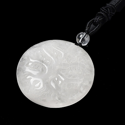 Natural Quartz Crystal Tree of Life Pendant Necklace with Nylon Rope NJEW-H009-03-08-1