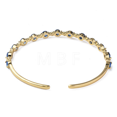 Cubic Zirconia Flat Round Open Cuff Bangle BJEW-N012-032B-1