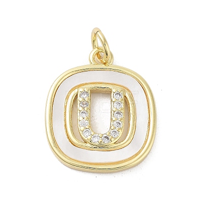 Rack Plating Brass Micro Pave Clear Cubic Zirconia Pendants KK-E102-33G-U-1