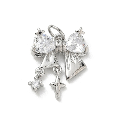 Brass Micro Pave Clear Cubic Zirconia Pendants CU-CBA9FFD-03P-1
