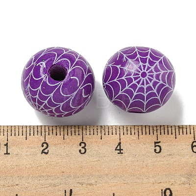 Printed Wood European Beads WOOD-G022-08B-08-1