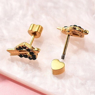 Ion Plating(IP) 304 Stainless Steel Heart Stud Earring EJEW-A118-18G-01-1