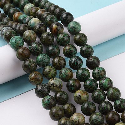 Natural African Turquoise(Jasper) Beads Strands X-TURQ-G037-10mm-1