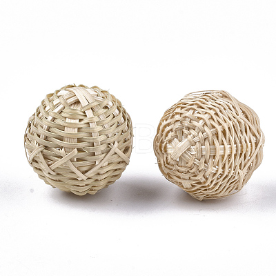Handmade Reed Cane/Rattan Woven Beads WOVE-T006-106-1