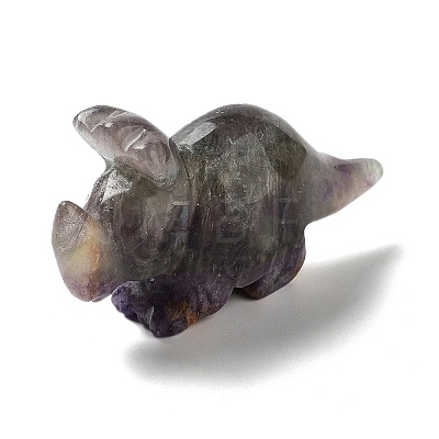 Natural Fluorite Carved Healing Rhinoceros Figurines DJEW-P016-01C-1