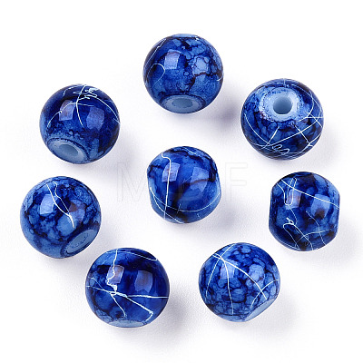Drawbench Glass Round Beads GLAD-WH0001-01-14-1