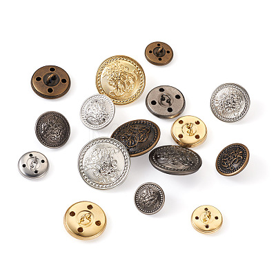 64Pcs 16 Style Brass Shank Buttons BUTT-TA0001-11-1