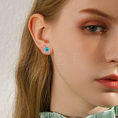 2 Pairs 925 Sterling Silver Stud Earring Settings STER-BC0002-89A-1
