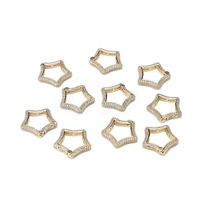 Brass Micro Pave Clear Cubic Zirconia Spring Gate Rings ZIRC-F120-010G-1