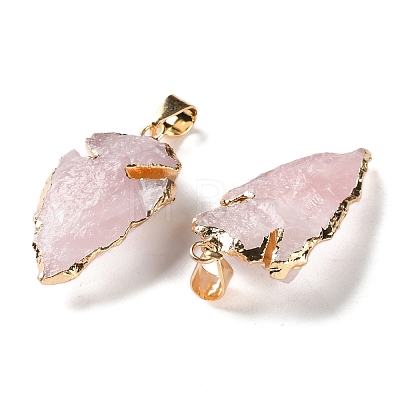 Raw Rough Natural Rose Quartz Pendants G-T073-23G-04-1