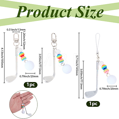 2Pcs 2 Styles Golf Plastic & Alloy Pendant Decorations HJEW-BM0001-40-1