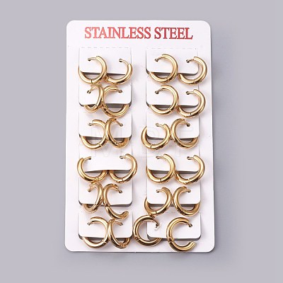 Ion Plating(IP) 304 Stainless Steel Huggie Hoop Earrings X-EJEW-O087-06C-1