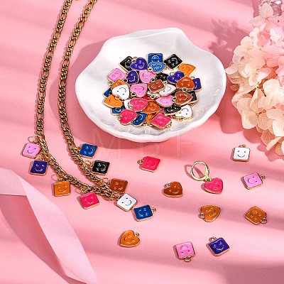 64Pcs 16 Style Alloy Enamel Charms ENAM-SZ0002-56-1