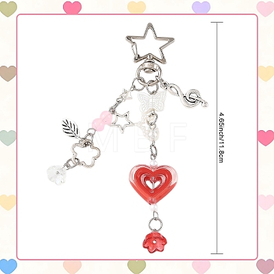 Alloy & Acrylic & Glass Pendant Decorations HJEW-YW00436-01-1