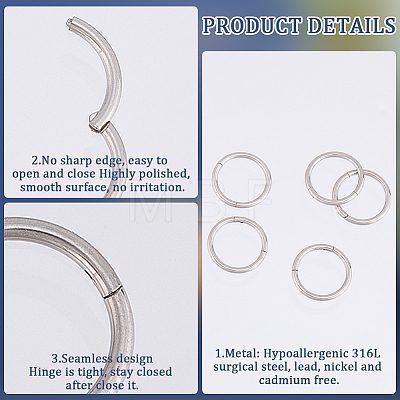 10Pcs 316L Stainless Steel Sleeper Earrings EJEW-BBC0001-56A-1