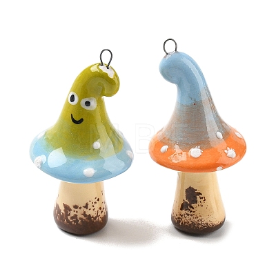 Autumn Theme Smiling Mushroom Porcrlain Big Pendants PORC-C012-01-1