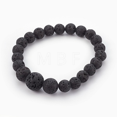 Natural Lava Rock Beads Stretch Bracelets BJEW-JB03958-1