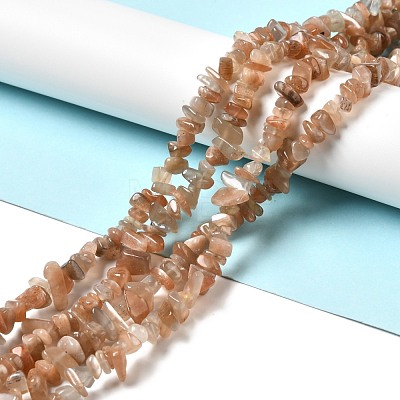 Natural Sunstone Chip Beads Strands G-M205-15A-1