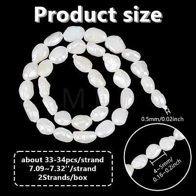 2 Strands Natural Cultured Freshwater Pearl Beads Strands PEAR-GO0001-28-1